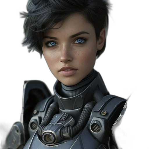 robot, face, jacket, staff transparent PNG cut-out