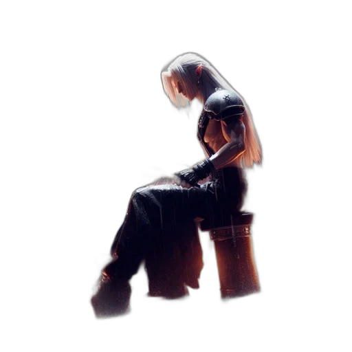 robot, hair, jacket, weapon transparent PNG cut-out
