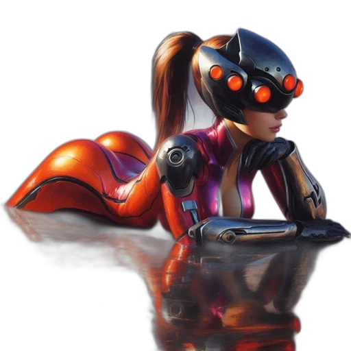 robot, concept art, 3d render, cyberpunk transparent PNG cut-out