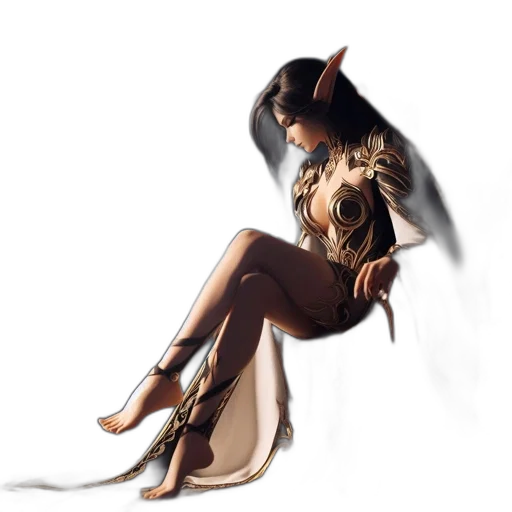 dress, jewelry, hair, shoes transparent PNG cut-out