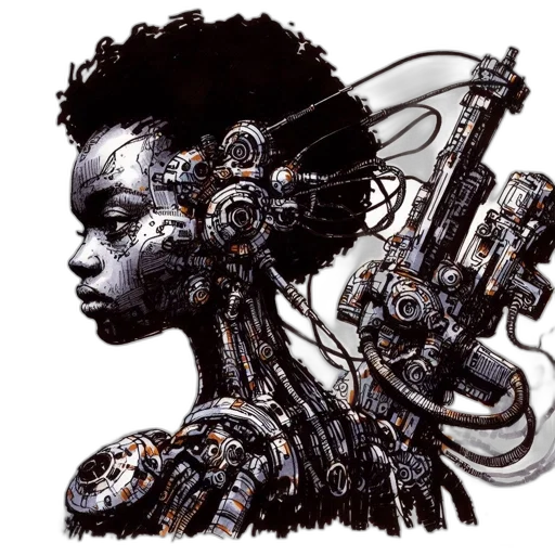 robot, weapon, cyberpunk, concept art transparent PNG cut-out