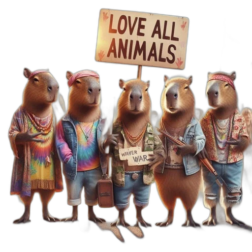 animal, concept art, capybaras, wearing transparent PNG cut-out