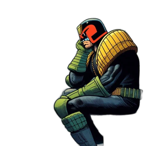jacket, robot, mask, comic book art transparent PNG cut-out