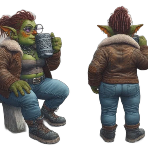 jacket, staff, creature, concept art transparent PNG cut-out