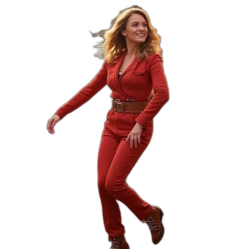 dress, jacket, staff, hair transparent PNG cut-out