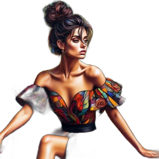 dress, fantasy art, oil painting, photorealistic transparent PNG cut-out