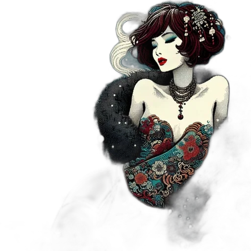 dress, jewelry, fantasy art, concept art transparent PNG cut-out
