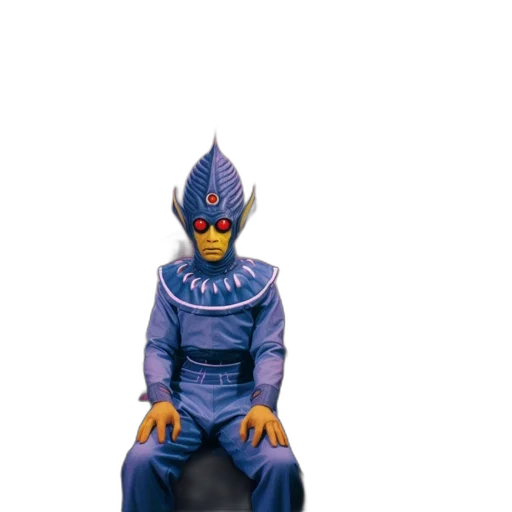 mask, jacket, creature, staff transparent PNG cut-out