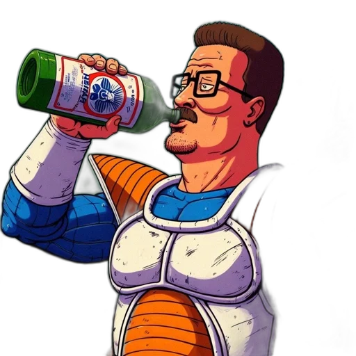 bottle, robot, jacket, staff transparent PNG cut-out