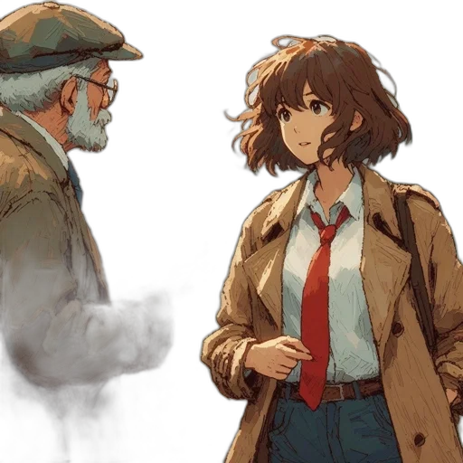 jacket, concept art, watercolor, anime transparent PNG cut-out