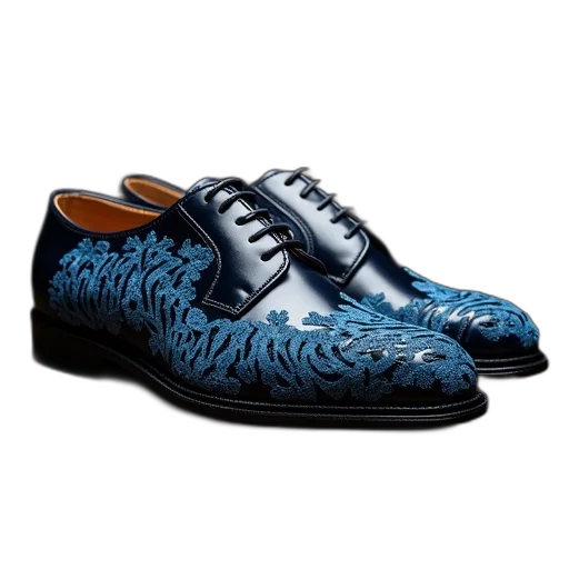 shoes, photorealistic, blue, pair transparent PNG cut-out