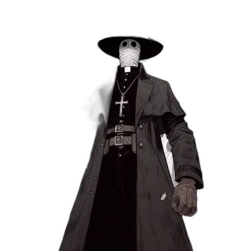 jacket, staff, hat, mask transparent PNG cut-out