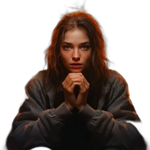 jacket, face, jewelry, hair transparent PNG cut-out