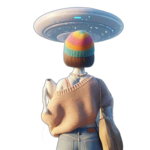 hat, jacket, staff, robot transparent PNG cut-out