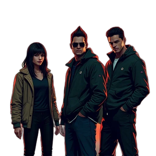 jacket, staff, cyberpunk, concept art transparent PNG cut-out