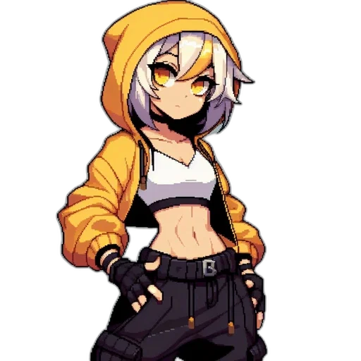 jacket, staff, pixel art, cyberpunk transparent PNG cut-out