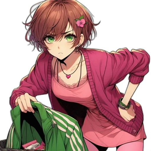 jacket, staff, dress, weapon transparent PNG cut-out