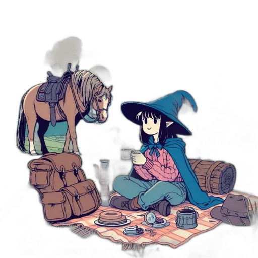 hat, bottle, concept art, watercolor transparent PNG cut-out