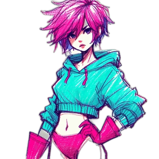 jacket, dress, cyberpunk, vaporwave transparent PNG cut-out