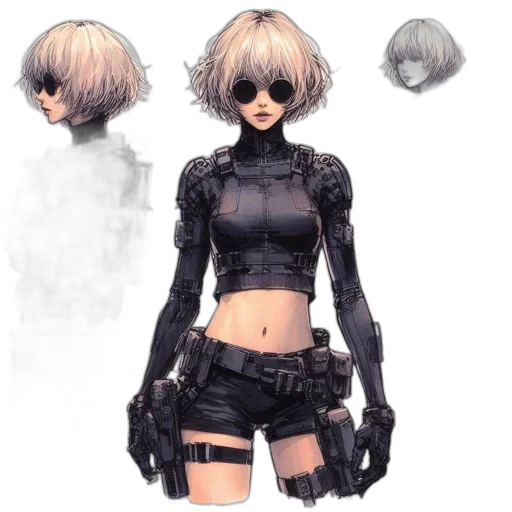 robot, jacket, weapon, cyberpunk transparent PNG cut-out