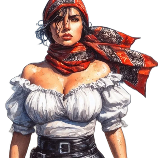 dress, face, weapon, hat transparent PNG cut-out