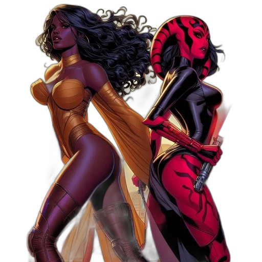 comic book art, concept art, red, two transparent PNG cut-out