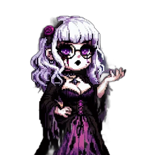 dress, staff, creature, pixel art transparent PNG cut-out
