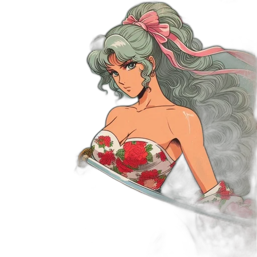 dress, flower, anime, vaporwave transparent PNG cut-out