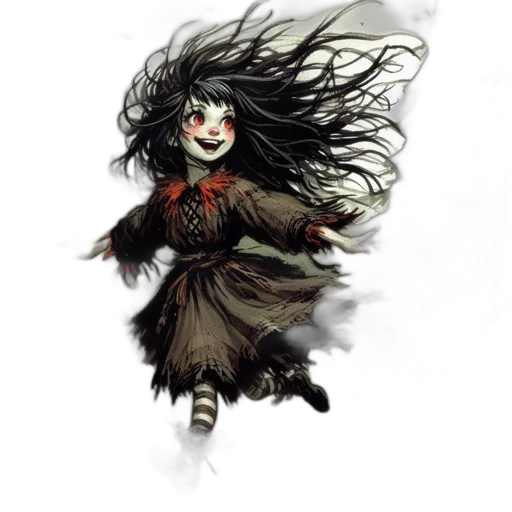 dress, mask, creature, hair transparent PNG cut-out