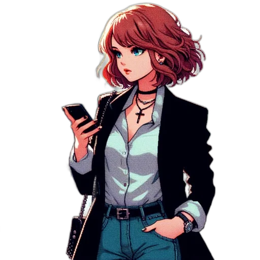 jacket, staff, dress, weapon transparent PNG cut-out