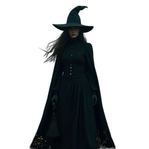 dress, staff, hat, jacket transparent PNG cut-out