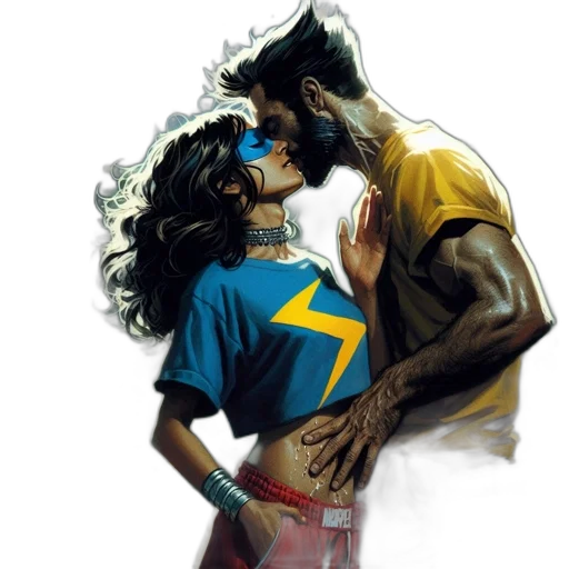 comic book art, concept art, intimate, embrace transparent PNG cut-out