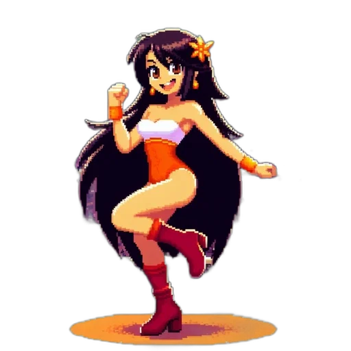 dress, pixel art, anime, concept art transparent PNG cut-out