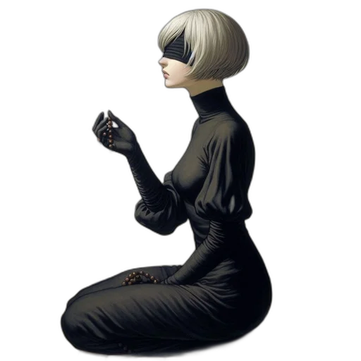 robot, staff, dress, hair transparent PNG cut-out