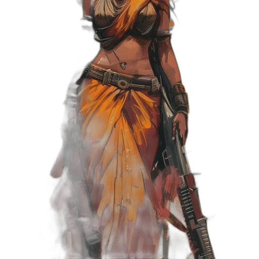 dress, weapon, staff, concept art transparent PNG cut-out