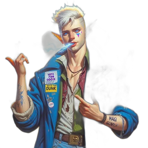 jacket, staff, concept art, fantasy art transparent PNG cut-out