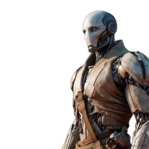robot, concept art, cyberpunk, 3d render transparent PNG cut-out