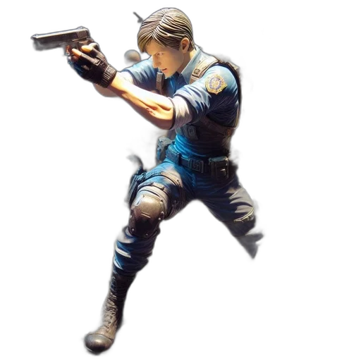 weapon, staff, face, jacket transparent PNG cut-out