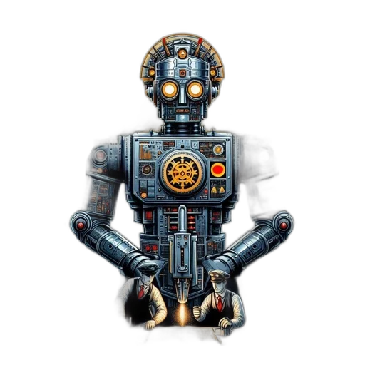 robot, pixel art, concept art, 3d render transparent PNG cut-out