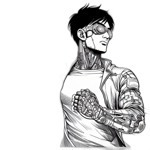 comic book art, cartoon, cyberpunk, concept art transparent PNG cut-out