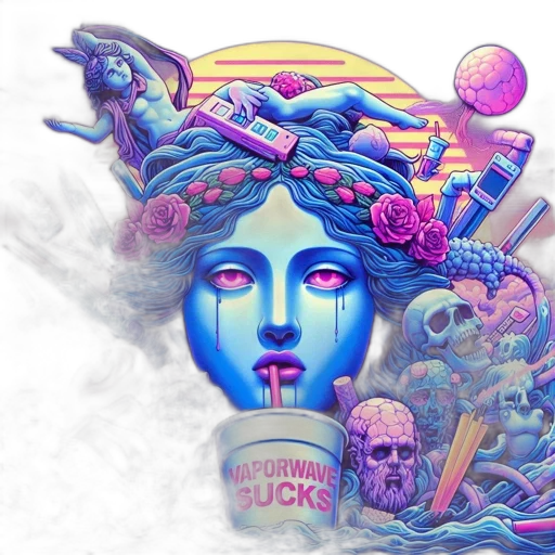 mask, vaporwave, concept art, fantasy art transparent PNG cut-out