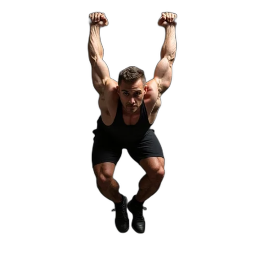 photorealistic, man, doing, suspension transparent PNG cut-out