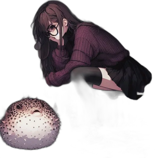 hair, creature, umbrella, concept art transparent PNG cut-out
