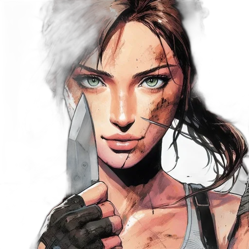 face, comic book art, concept art, photorealistic transparent PNG cut-out