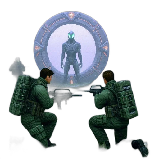 weapon, robot, staff, jacket transparent PNG cut-out