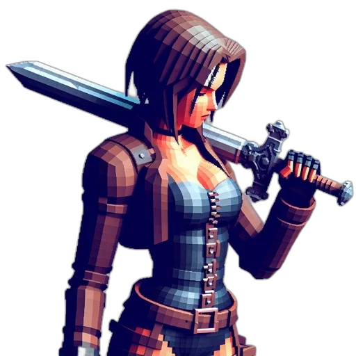 weapon, staff, sword, pixel art transparent PNG cut-out