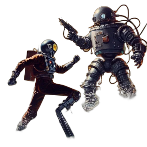 robot, concept art, 3d render, comic book art transparent PNG cut-out