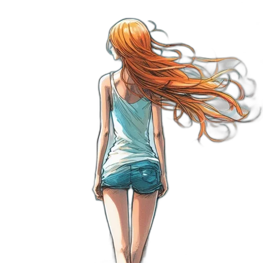 dress, hair, jacket, staff transparent PNG cut-out
