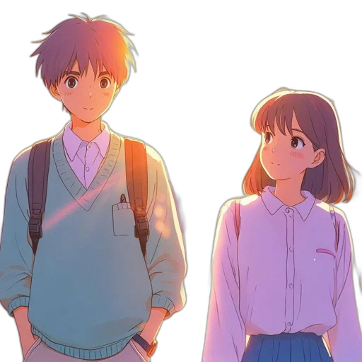 anime, vaporwave, concept art, watercolor transparent PNG cut-out