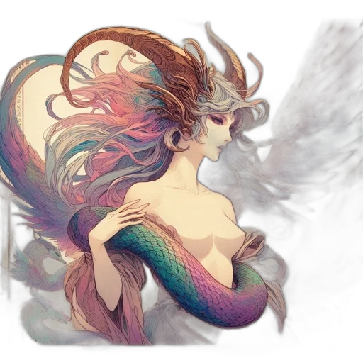 dragon, creature, hair, fantasy art transparent PNG cut-out